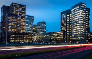 Amsterdam Zuid World Trade Centre in the evening